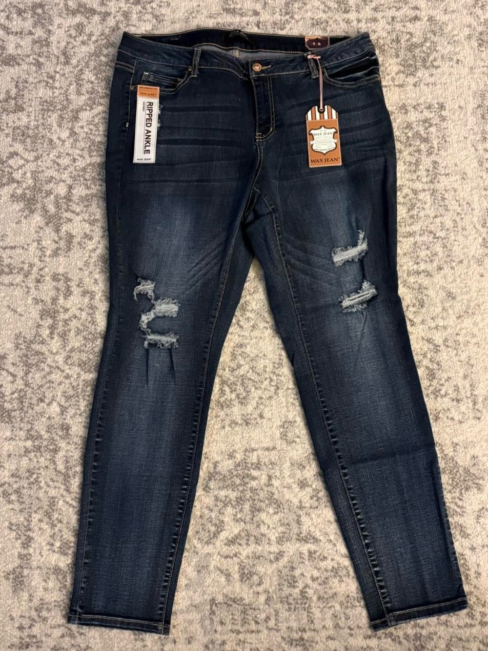 Women’s Wax Jeans Skinny Ripped Ankle Blue Jeans Brand New With Tags Size 18